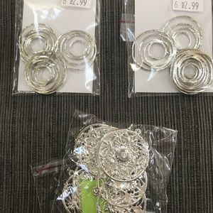 SILVER METAL TEXTURED SWIRL CHARM FOCAL PENDANTS